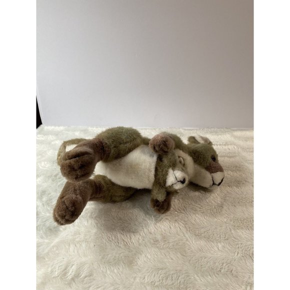 K&M Australian Kangaroo With Baby Dark Brown White Tall Soft Stuffed 15" Plush - Picture 6 of 9